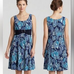 Vintage Y2K Perceptions Paisley Midi Dress Petite Large Blue